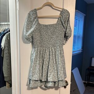 Floral Green Smocked Women's Romper